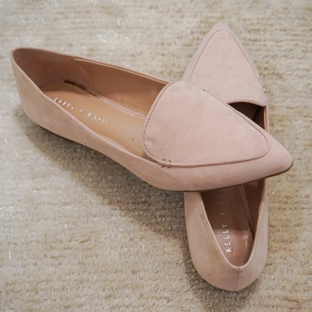 Pink suede loafers